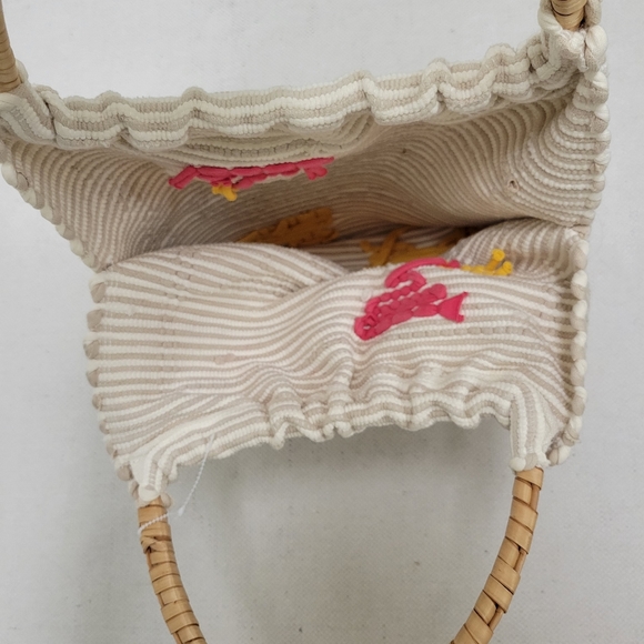 Vintage Woven Portugal Rooster Chicken Tote Bag Purse Rattan Handle Boho Ethnic - Picture 4 of 4